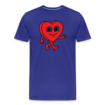 Walking Heart - Men's Premium Organic T-Shirt - royal blue - Front - Damien (186cm)
