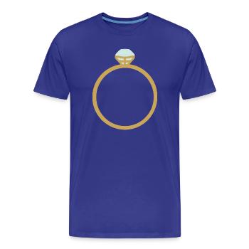Icône de bague en or avec diamant - T-shirt bio Premium Homme - bleu roi - Devant - Damien (186cm)
