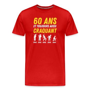 60 ans humour anniversaire vintage - T-shirt bio Premium Homme - rouge - Devant - Damien (186cm)