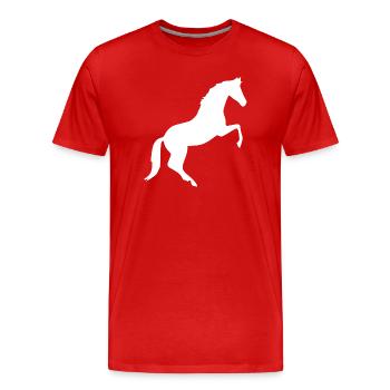 Silhouettes de chevaux Cavalier cadeau blanc - T-shirt bio Premium Homme - rouge - Devant - Damien (186cm)