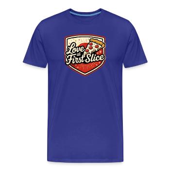 Pizza Love at first Slice - Männer Premium Bio T-Shirt - Königsblau - Vorne - Damien (186cm)