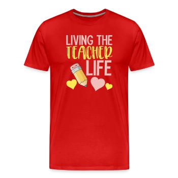 Lehrerleben – Lehrerin für eine inspirierende Schule - Männer Premium Bio T-Shirt - Rot - Vorne - Damien (186cm)