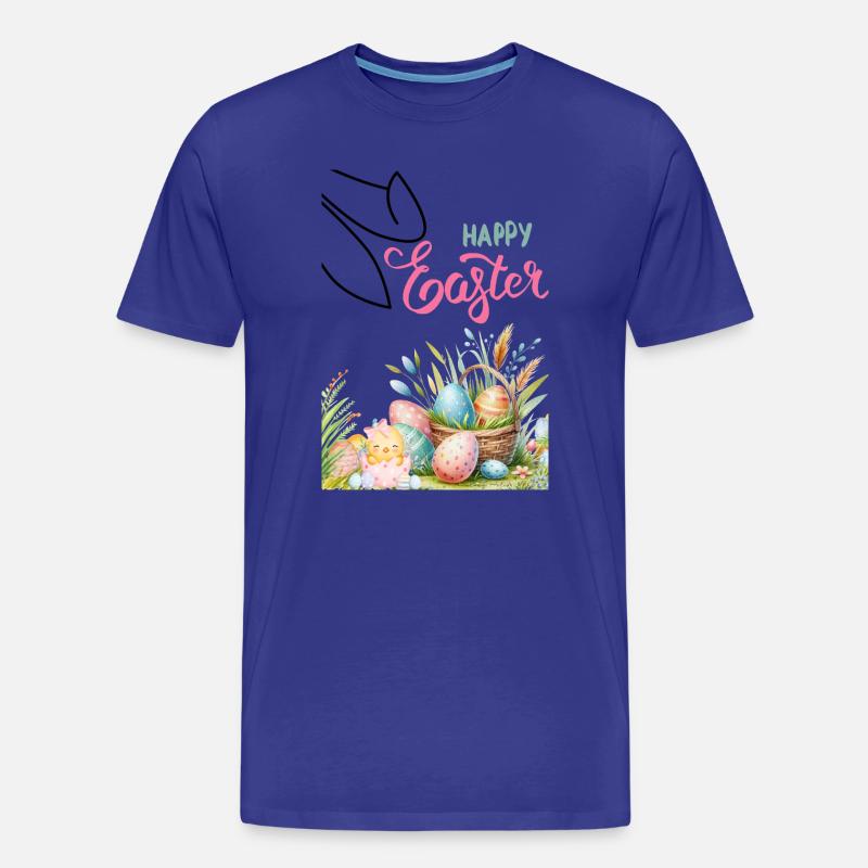 Pastell Ostern Korb und Eier - Männer Premium Bio T-Shirt - Königsblau