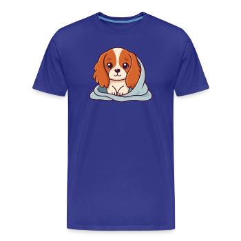 Weicher Welpe unter dem Karo - Männer Premium Bio T-Shirt - Königsblau - Vorne - Damien (186cm)
