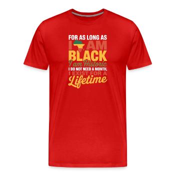 I Am Black History Lifetime Shirt, Powerful Black  - Men's Premium Organic T-Shirt - red - Front - Damien (186cm)