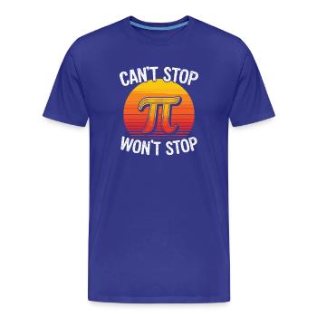 Pi Power Retro Sunset - T-shirt bio Premium Homme - bleu roi - Devant - Damien (186cm)