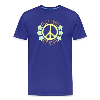 Cueillez des fleurs, pas des disputes, fleurs Paix Logo drôle - T-shirt bio Premium Homme - bleu roi - Devant - Damien (186cm)