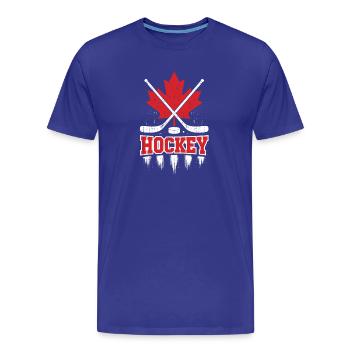 Hockey Maple Crosslogo - Männer Premium Bio T-Shirt - Königsblau - Vorne - Damien (186cm)