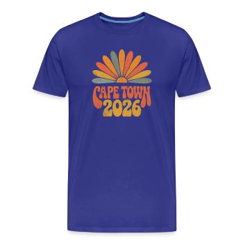 Cape Town 2026 Retro Sunrise - Men's Premium Organic T-Shirt - royal blue - Front - Damien (186cm)