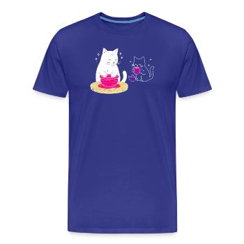 Artisan Cat Life – From Wheel to Tea - Men's Premium Organic T-Shirt - royal blue - Front - Damien (186cm)