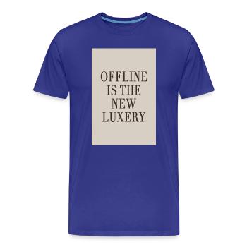 Le hors ligne est le nouveau luxe – le Luxe Silencieux - T-shirt bio Premium Homme - bleu roi - Devant - Damien (186cm)