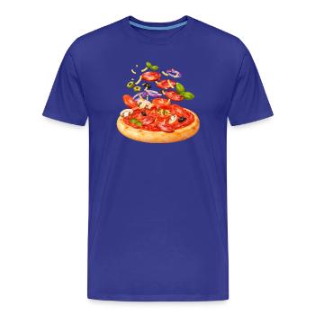 Pizza avec salami et légumes illustration - T-shirt bio Premium Homme - bleu roi - Devant - Damien (186cm)