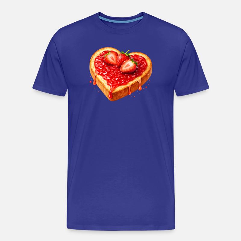 Toast in Herzform mit Erdbeermarmelade  - Männer Premium Bio T-Shirt - Königsblau
