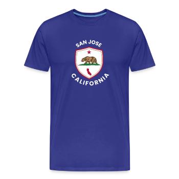 San Jose Shield Bear Emblem - Männer Premium Bio T-Shirt - Königsblau - Vorne - Damien (186cm)