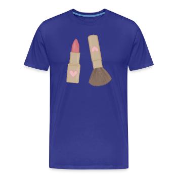 Herzlippe Lippenstift & Pinsel Charm - Männer Premium Bio T-Shirt - Königsblau - Vorne - Damien (186cm)