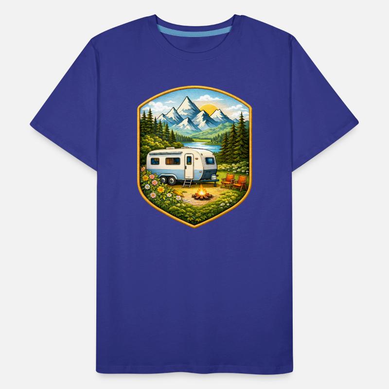 Camping Patch with Caravan Men's Premium Organic T-Shirt