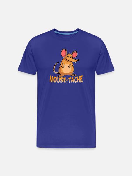Mouse-Tache Funny Mouse Pun Cartoon Graphic - Men's Premium Organic T-Shirt - royal blue