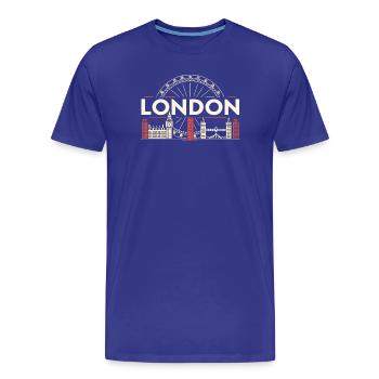 Londres Skyline et Grande Roue - T-shirt bio Premium Homme - bleu roi - Devant - Damien (186cm)