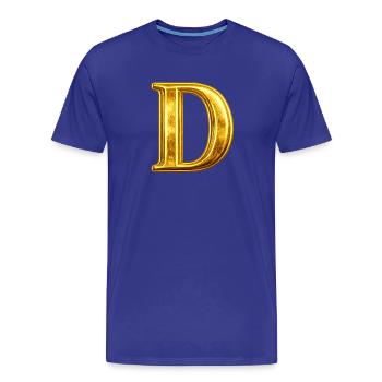 Monogramme en D Or - T-shirt bio Premium Homme - bleu roi - Devant - Damien (186cm)