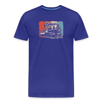 Locomotive à vapeur ferroviaire Locomotive modèle ferroviaire - T-shirt bio Premium Homme - bleu roi - Devant - Damien (186cm)