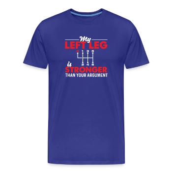 Conducteur manuel de changement manuel plus fort pour jambe gauche - T-shirt bio Premium Homme - bleu roi - Devant - Damien (186cm)