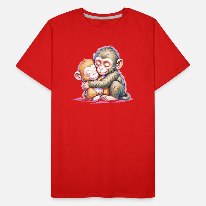 Hugging Monkey Duo Men's Premium Organic T-Shirt