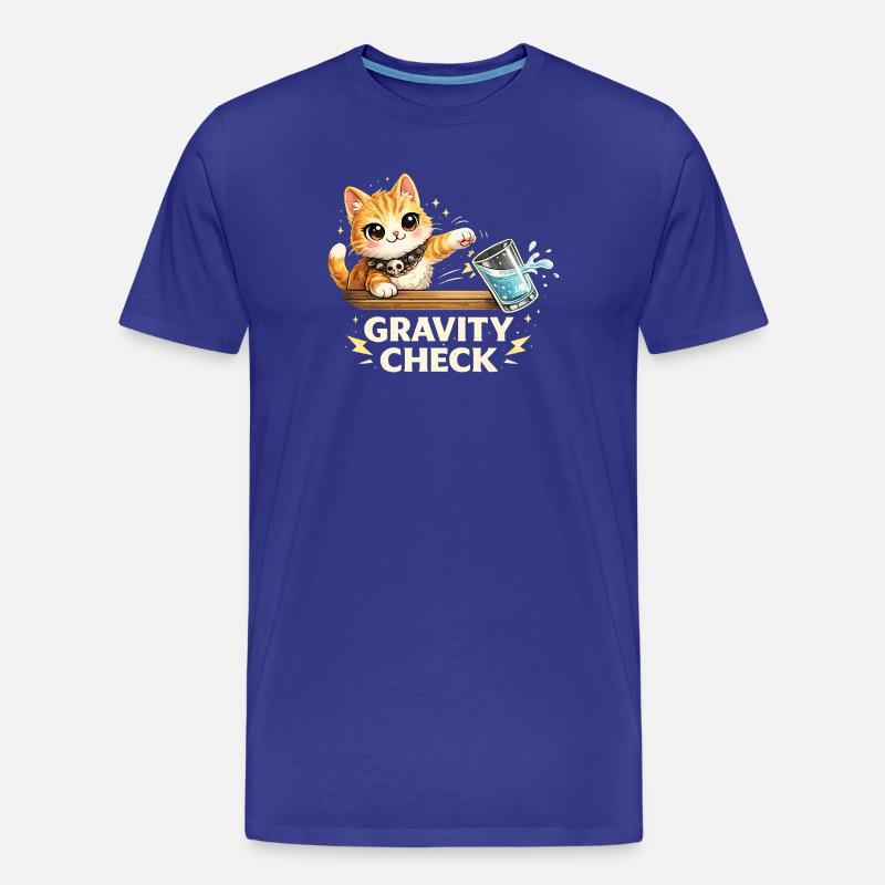 Gravity Check Katze lustiger Spruch - Männer Premium Bio T-Shirt - Königsblau