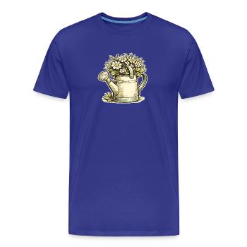 Arrosoir de fleurs vintage - T-shirt bio Premium Homme - bleu roi - Devant - Damien (186cm)