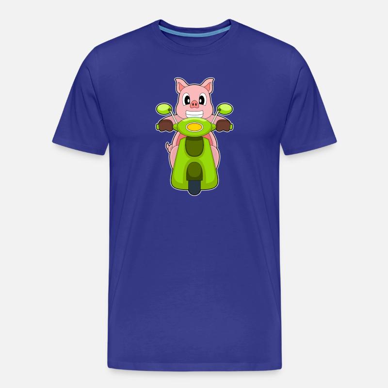 Schwein Motorroller - Männer Premium Bio T-Shirt - Königsblau