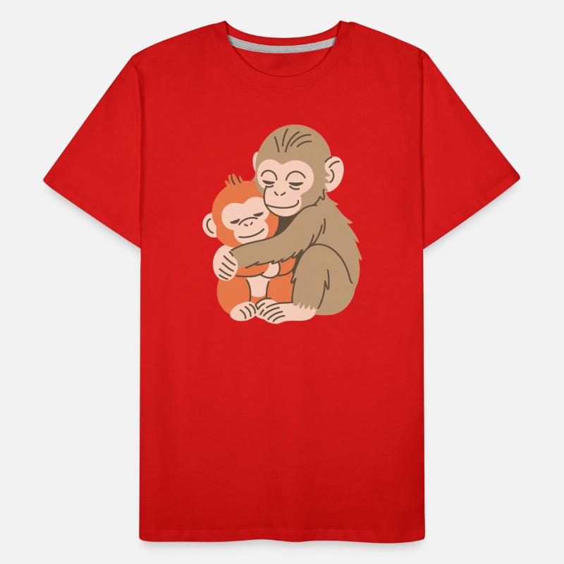 Hugging Monkey Duo Men's Premium Organic T-Shirt