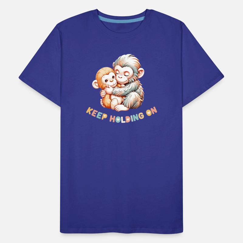 Monkey Hug: Keep Holding On Men's Premium Organic T-Shirt