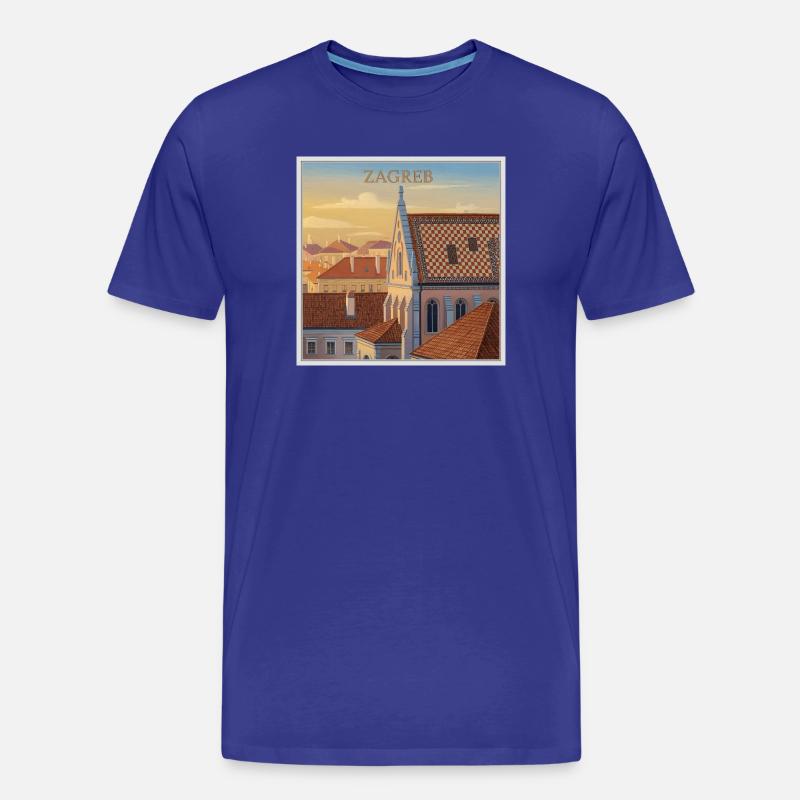 Zagreb Dachlandschaft im Abendlicht - Männer Premium Bio T-Shirt - Königsblau