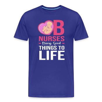 Hôpital de grossesse infirmier - T-shirt bio Premium Homme - bleu roi - Devant - Damien (186cm)