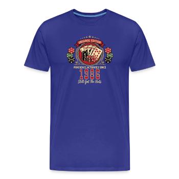 Poker T-Shirt 1986 Geburtstag, Poker Legende Shirt - Männer Premium Bio T-Shirt - Königsblau - Vorne - Damien (186cm)