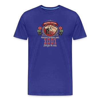 Poker T-Shirt 2001 Geburtstag, Poker Legende Shirt - Männer Premium Bio T-Shirt - Königsblau - Vorne - Damien (186cm)