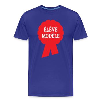 Badge Élève Modèle : Récompense Scolaire Vintage - T-shirt bio Premium Homme - bleu roi - Devant - Damien (186cm)