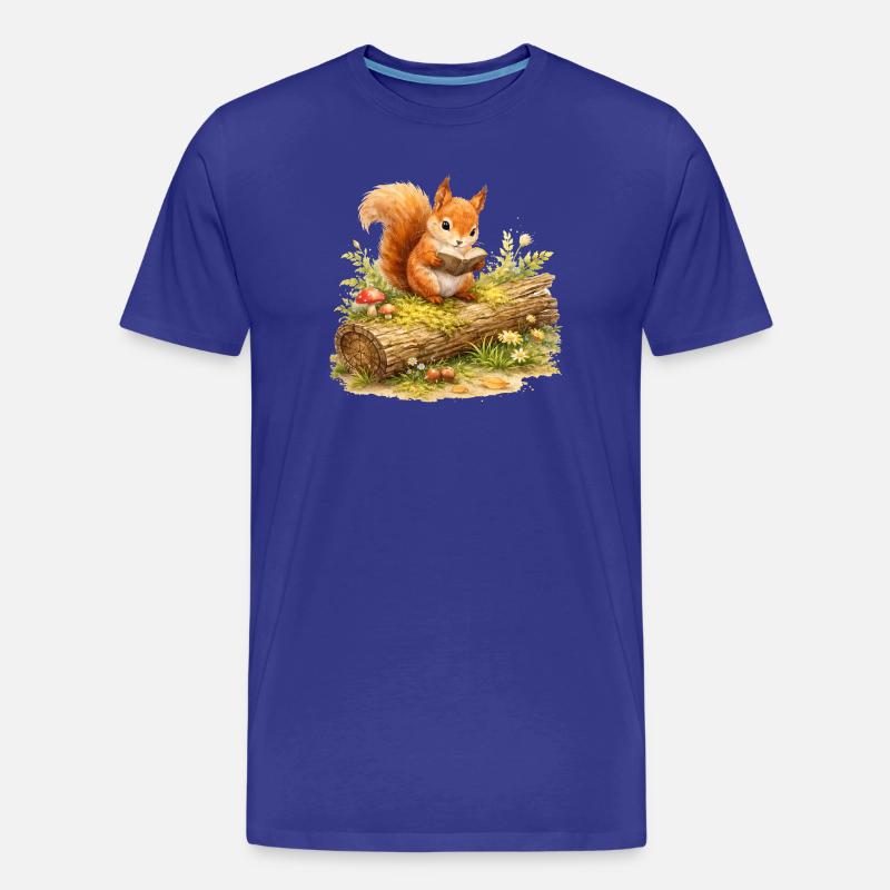 Eichhörnchen liest Buch Illustration  - Männer Premium Bio T-Shirt - Königsblau