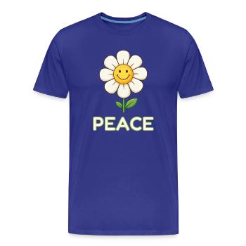Fleur de paix anti-guerre - Marguerite souriante rétro - T-shirt bio Premium Homme - bleu roi - Devant - Damien (186cm)