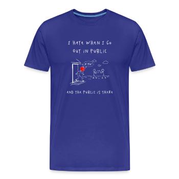 Angst vor Publikum – Cartoon-Szene - Männer Premium Bio T-Shirt - Königsblau - Vorne - Damien (186cm)
