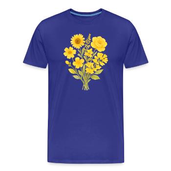 Blumenbouquet Gelb Aquarell - Männer Premium Bio T-Shirt - Königsblau - Vorne - Damien (186cm)