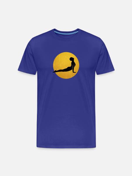 Looking Up Dog Yoga Silhouette Sun - Men's Premium Organic T-Shirt - royal blue