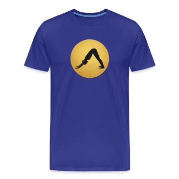 Yoga Silhouette du chien face vers le bas - T-shirt bio Premium Homme - bleu roi - Devant - Damien (186cm)