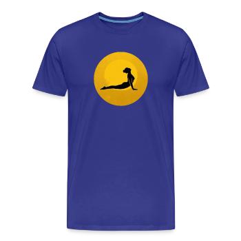Posture Cobra Yoga Silhouette Golden Sun - T-shirt bio Premium Homme - bleu roi - Devant - Damien (186cm)
