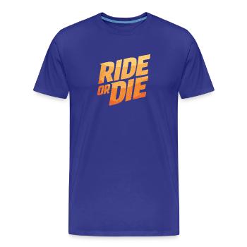 RIDE OR DIE – Aventure sur l’asphalte - T-shirt bio Premium Homme - bleu roi - Devant - Damien (186cm)