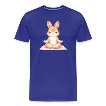 Description du lapin méditant dans le yoga - T-shirt bio Premium Homme - bleu roi - Devant - Damien (186cm)