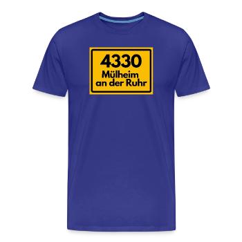 ALTE POSTLEITZAHL PLZ RETRO 4330 Mülheim a.d. Ruhr - Männer Premium Bio T-Shirt - Königsblau - Vorne - Damien (186cm)