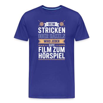 Stitching Film Night Tee - Men's Premium Organic T-Shirt - royal blue - Front - Damien (186cm)