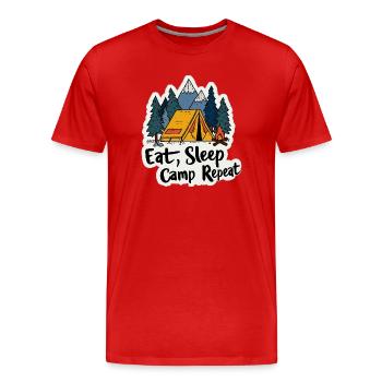 Camping, Spruch Spruch Eat Sleep Camp, Repeat Camper Outdoo - T-shirt bio Premium Homme - rouge - Devant - Damien (186cm)