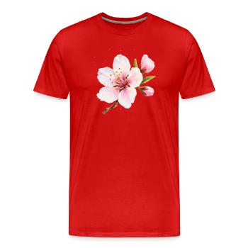 Mandelblüte Rosa Frühlingsblume - Männer Premium Bio T-Shirt - Rot - Vorne - Damien (186cm)