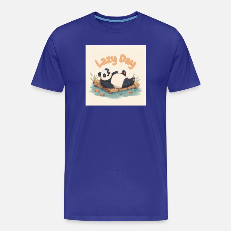 Panda napping on raft - Men's Premium Organic T-Shirt - royal blue